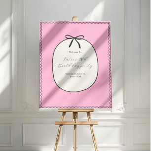 Pink Bow Minimal Elegant 28th Birthday Party Foam Board