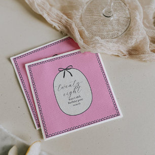 Pink Bow Minimal Elegant 28th Birthday Party Napkins