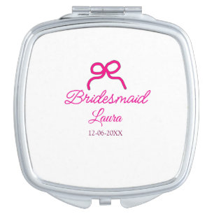 PINK BOW minimaladd name bridesmaid  gift year     Compact Mirror