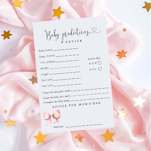 Pink Bow Minimalist Baby Shower Predictions Advice