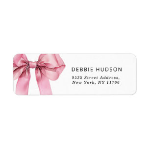 Pink Bow minimalist elegant Return Address Label