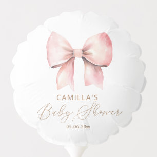 Pink Bow Minimalist Girl Baby Shower  Balloon