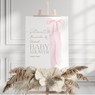 Pink Bow Minimalist Girl Baby Shower Foam Board