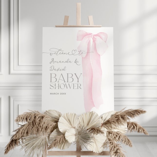 Pink Bow Minimalist Girl Baby Shower Foam Board (Creator Uploaded)