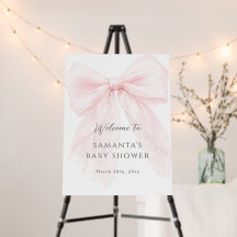 Pink Bow Modern Baby Shower Girl