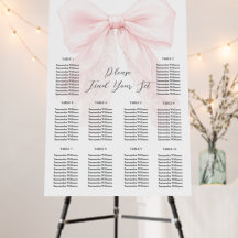 Pink Bow Modern Baby Shower Girl Seating Chart