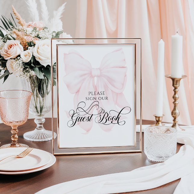 Pink Bow Modern Baby Shower Guest Book (Creator Uploaded)