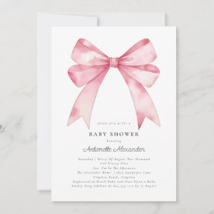 Pink Bow Modern Coquette Girl Baby Shower Invitation