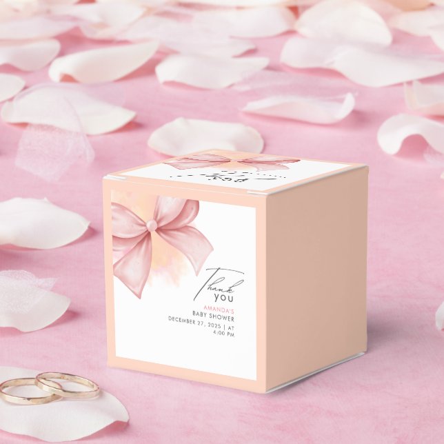 Pink bow Modern Elegant Baby Shower  Favor Boxes (Wedding)