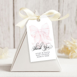 Pink Bow Modern Elegant Girl Baby Shower Gift Tags