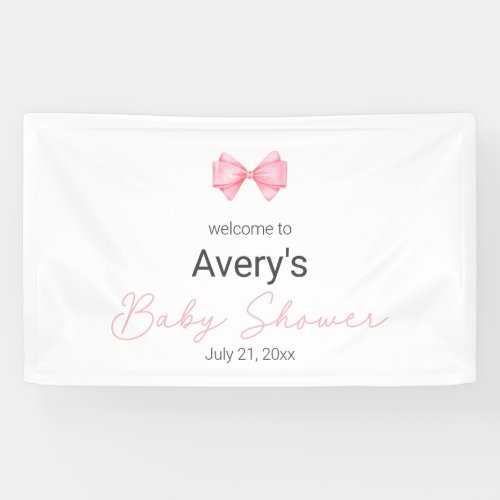 Pink Bow Modern Girl Baby Shower  Banner