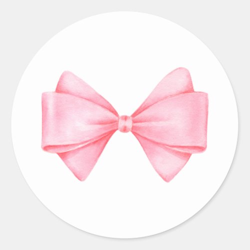Pink Bow Modern Girl Baby Shower Classic Round Sticker