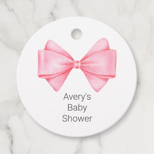 Pink Bow Modern Girl Baby Shower Favor Tags