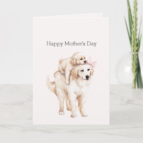 Pink Bow Mom Mother's Day Dogs Card