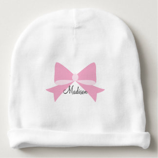 Pink Bow Monogram Baby Beanie