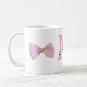 pink bow monogram bridesmaid modern girly rustic l coffee mug