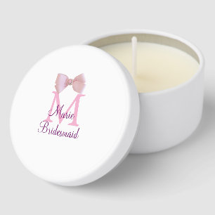 pink bow monogram bridesmaid modern girly rustic l mini candle favors