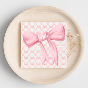 Pink Bow Monogram Napkin