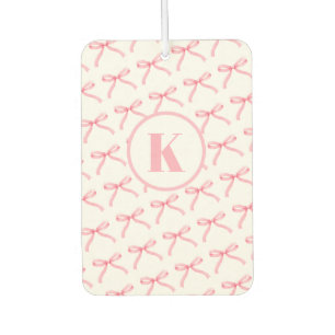 Pink Bow Monogram Personalized Car Air Freshener
