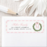 Pink Bow Monogram Wreath Christmas Label<br><div class="desc">Add a charming touch to your holiday gifts with these personalized return address labels featuring a delightful watercolor crest design.</div>