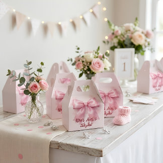 pink bow muslim baby girl aqeeqah favor boxes