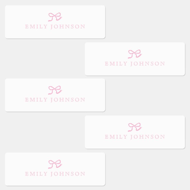 pink bow, name label, name tag kids' labels (Group)