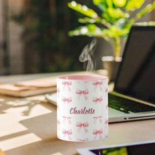 Pink bow name mug