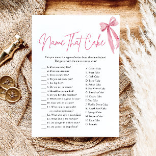 Pink Bow Name That Cake Bridal Shower Game Invitation