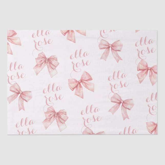 Pink Bow Name Tissue Paper (Front)