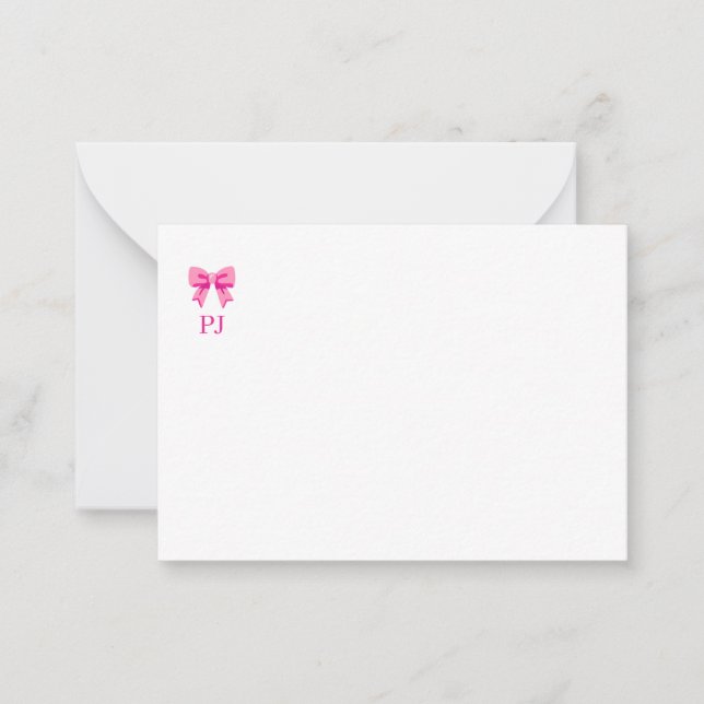Pink Bow Note Card (Front)
