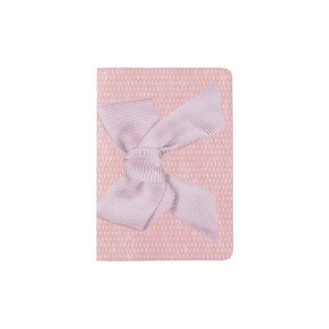 Pink Bow on Border Passport Holder (Front)