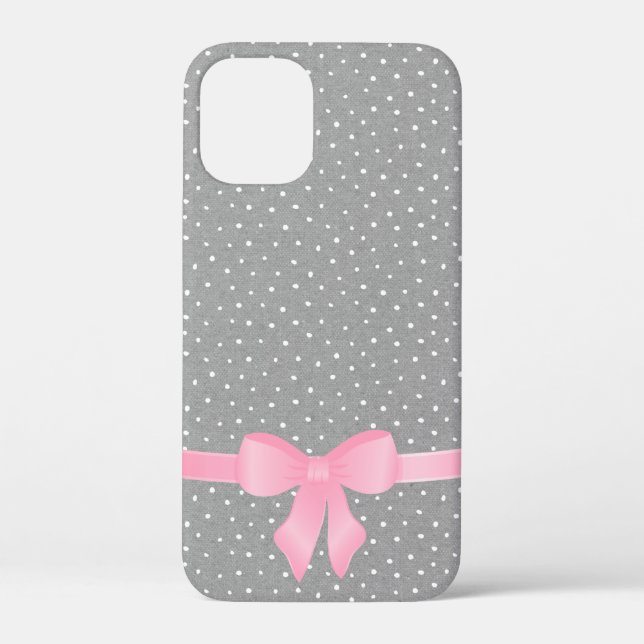 pink bow on gray and white Case-Mate iPhone case (Back)