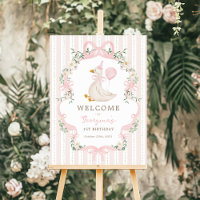 Pink Bow One Silly Goose 1st Birthday Welcome