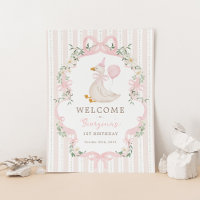Pink Bow One Silly Goose 1st Birthday Welcome