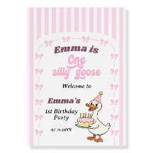 Pink Bow One Silly Goose Girl 1st Birthday Party