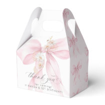 Pink Bow Onederful 1st Birthday Thank you Favor Boxes