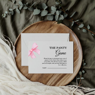 Pink Bow Panty Bridal Shower Game Enclosure Card