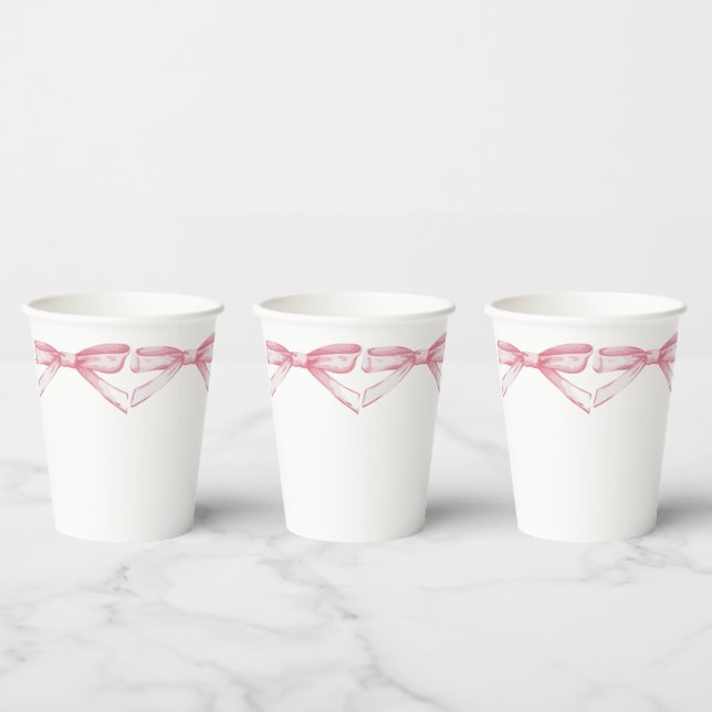 Pink Bow Paper Cups (Multi)