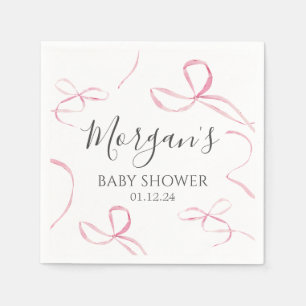 Pink bow Paper napkins, bow theme decorations Napkins