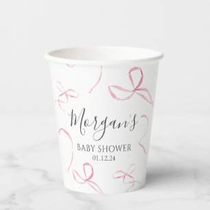 Pink bow Paper napkins, bow theme decorations Paper Cups