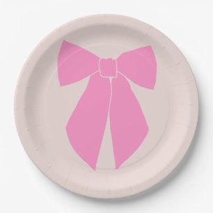 Pink Bow Paper Plates