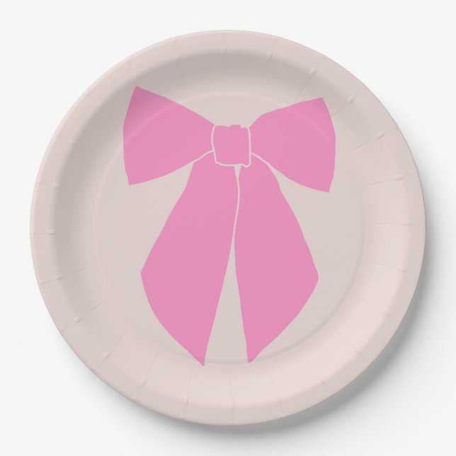 Pink Bow Paper Plates (Front)
