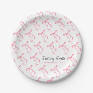 Pink Bow Paper Plates