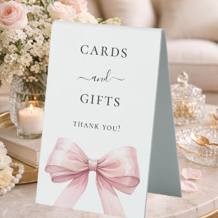 Pink bow party cards gifts sign