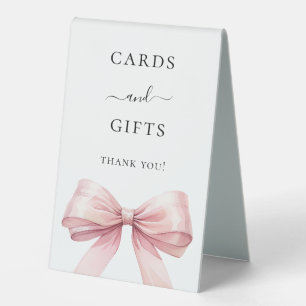 Pink bow party cards gifts sign