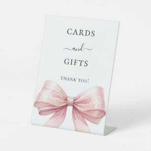 Pink bow party cards gifts sign