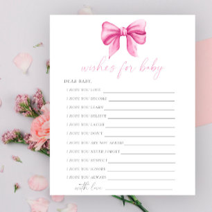 Pink bow - Party game wishes for baby game