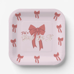 Pink Bow Party Invitation - Coquette Bow Birthday Paper Plates