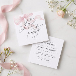 Pink Bow Party Invitation Enclosure Card