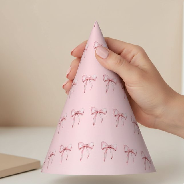 Pink Bow Pattern Birthday Party Hats (Creator Uploaded)